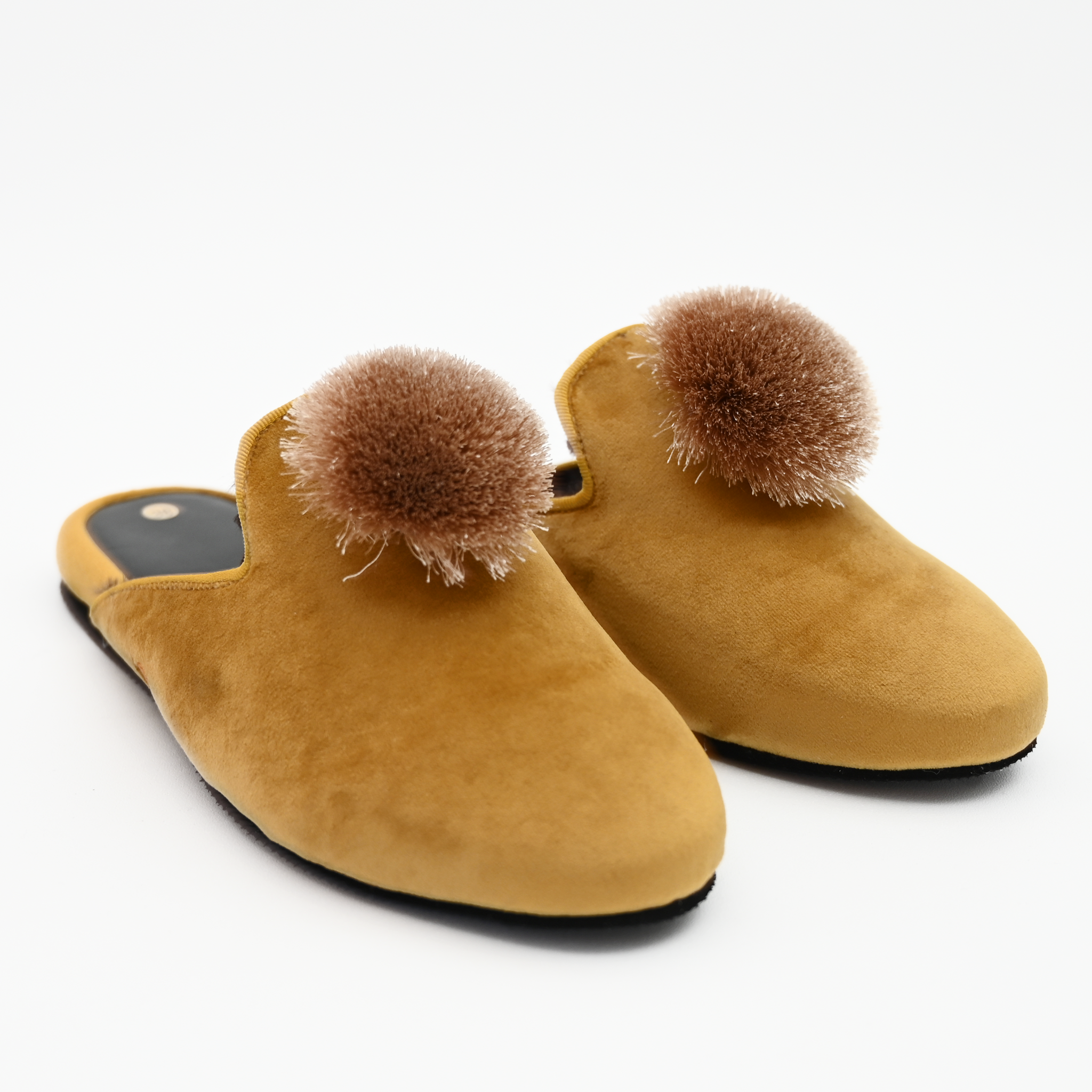 Pompom Tassle Brown Slippers