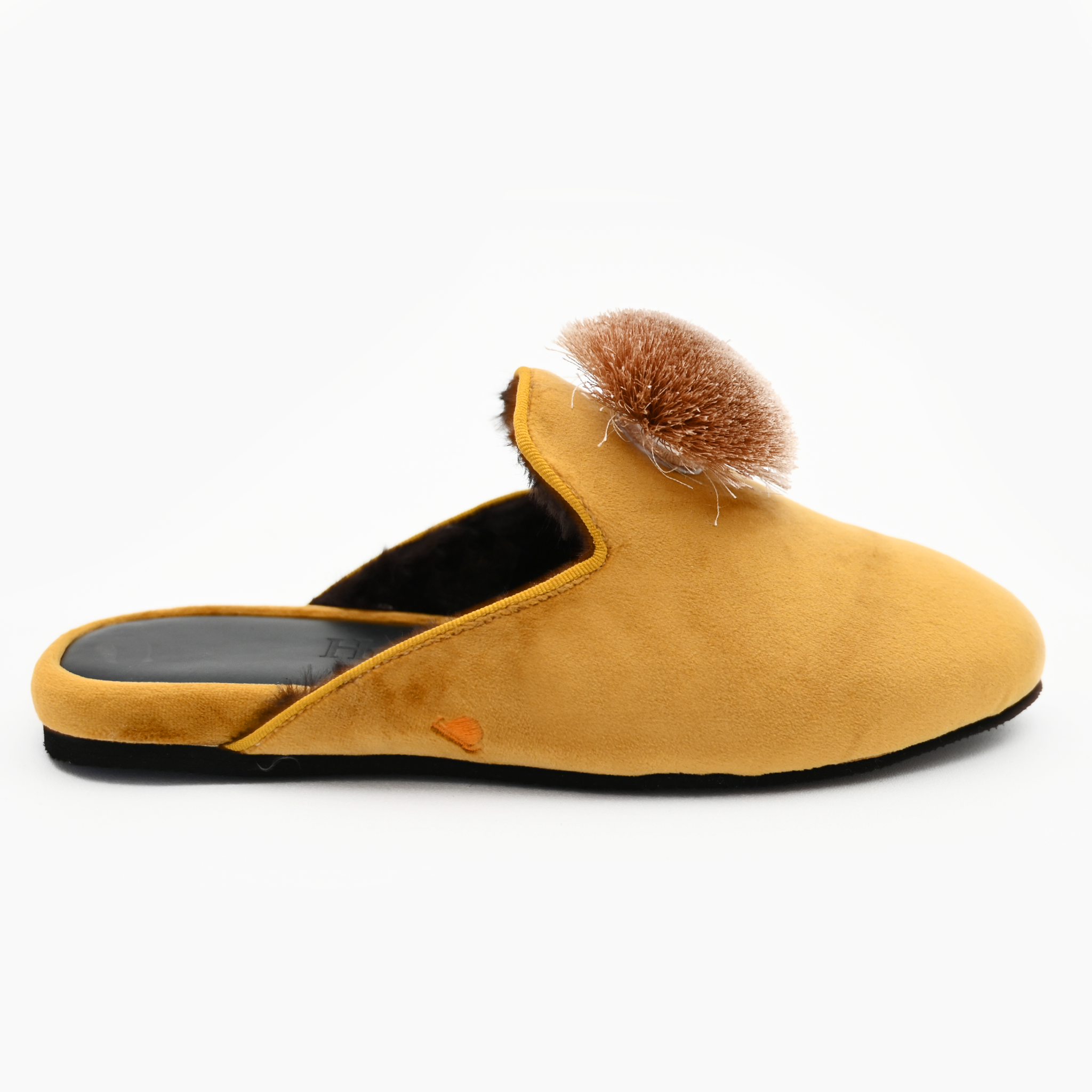 Pompom Tassle Brown Slippers