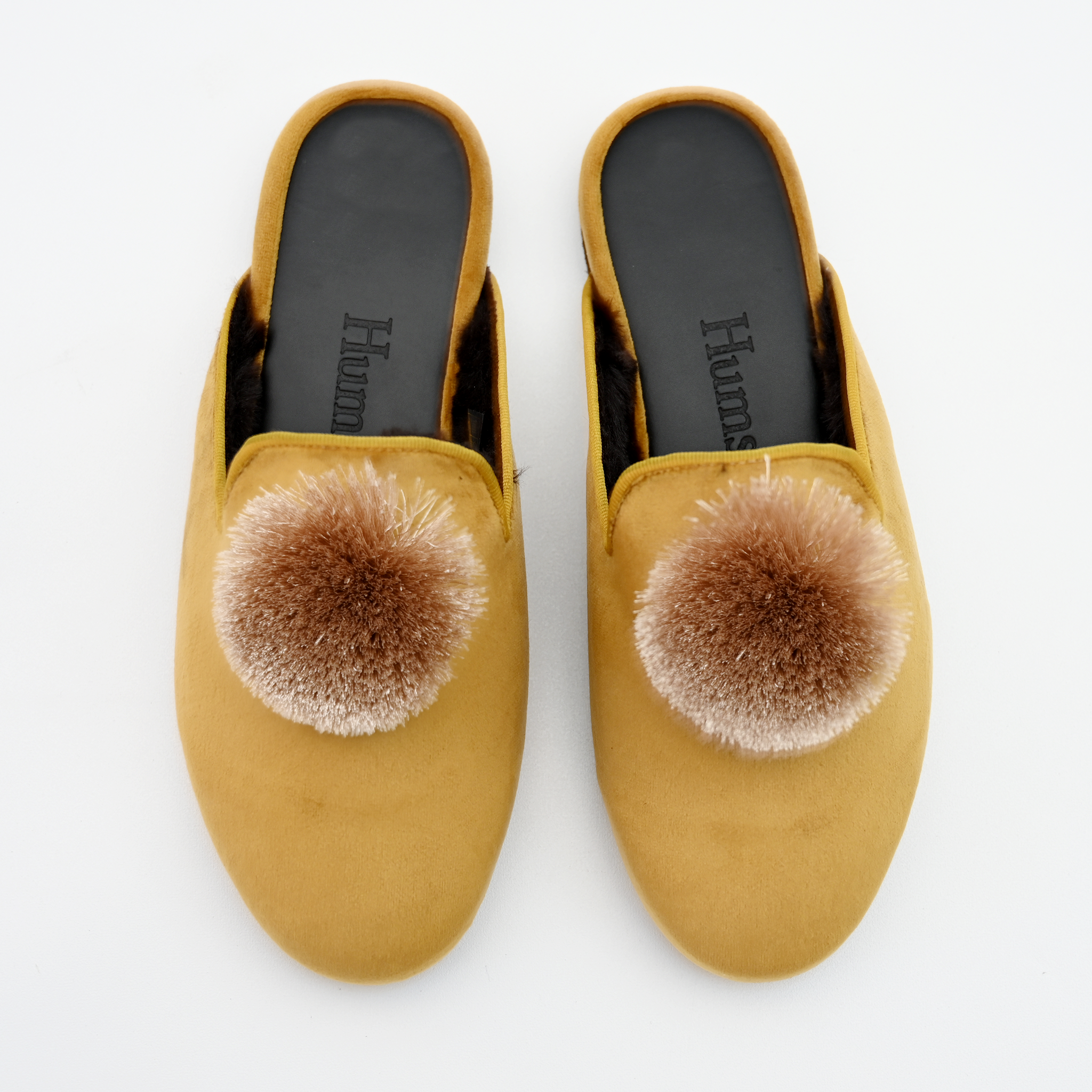 Pompom Tassle Brown Slippers